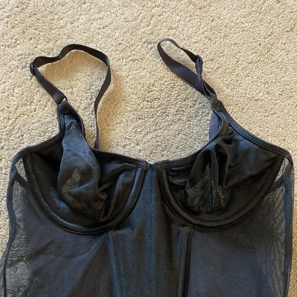 VINTAGE VAN RAALTE BLACK SHEER BUSTIER CORSET WITH GARTERS SIZE 34B - Picture 7 of 15